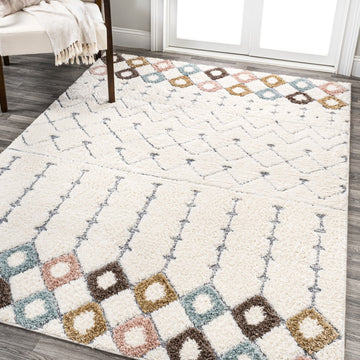 Pia Moroccan Trellis Plush Carved Area Rug